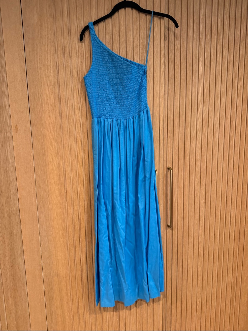 Faithfull the Brand Bright Blue One-Shoulder Maxi Dress